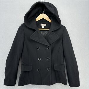 Y2K American‎ Rag CIE Wool Hooded Double Breasted Peacoat Jacket SZ M VTG Prep